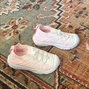 Comfy Pink and White Kids Sneakers